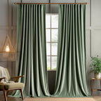 MIULEE Sage Green Velvet Curtains 96 inches 2 Panels - Pinch Pleated Luxury Room Darkening Window Drapes for Bedroom Living Room
