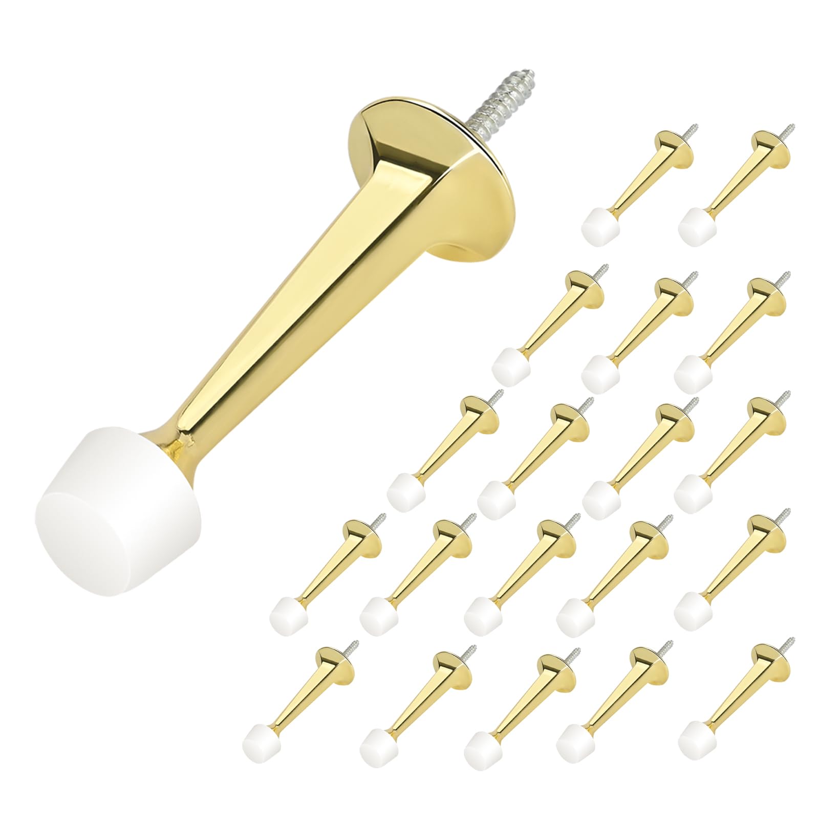 Homotek 20 Pack Heavy Duty Solid Rigid Door Stop With Soft Rubber Tip, Zinc Die Cast Door Stopper Protect Wall & Door,Gold