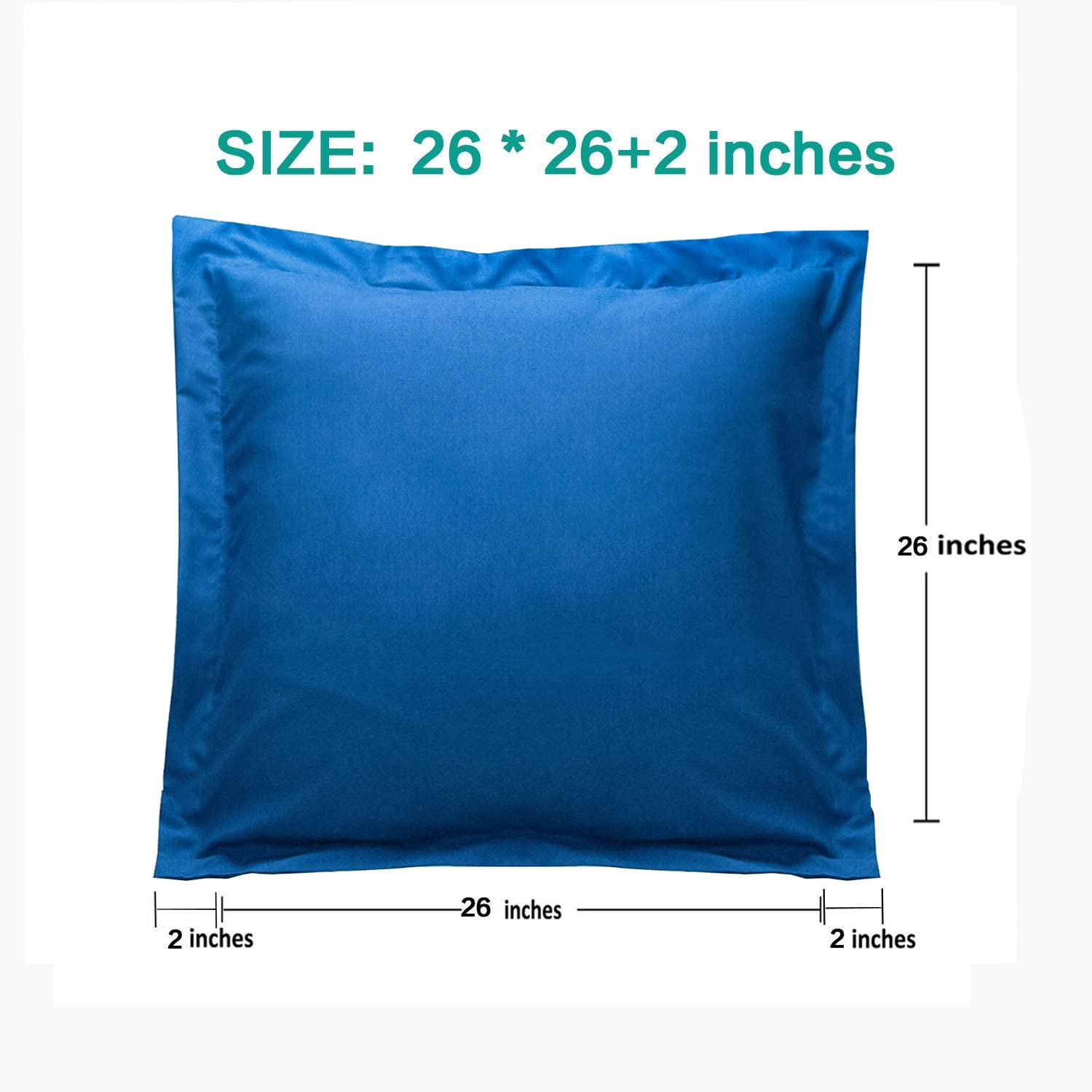 Ntbay 100% Brushed Microfiber 26X26 Euro Pillow Shams Set Of 2, Super Soft And Cozy European Throw Pillow Covers, Wrinkle, Fade, Stain Resistant Square Pillow Cases, Royal Blue