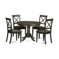 East West Furniture HLBO5-CAP-LC 5 Piece Dinette Set for 4 Includes a Round Dining Room Table with Pedestal and 4 Faux Leather Upholstered Dining Chairs, 42x42 Inch, Cappuccino