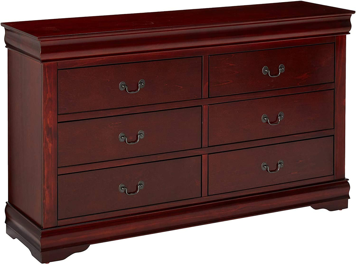 HomeRoots Bedroom 57&quot; X 15&quot; X 33&quot; Cherry Wood Dresser