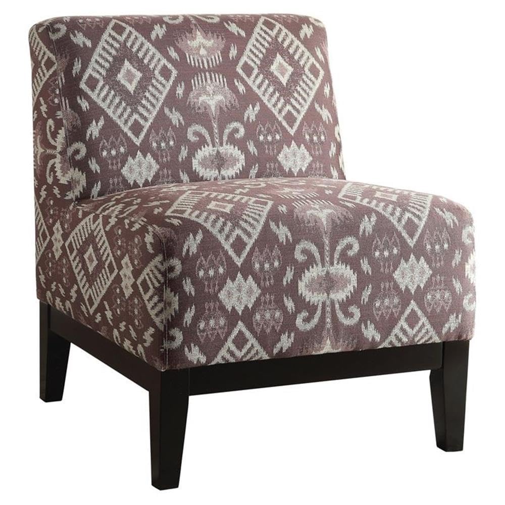 Acme Hinte Chenille Accent Chair in Multi-Color and Dark Brown