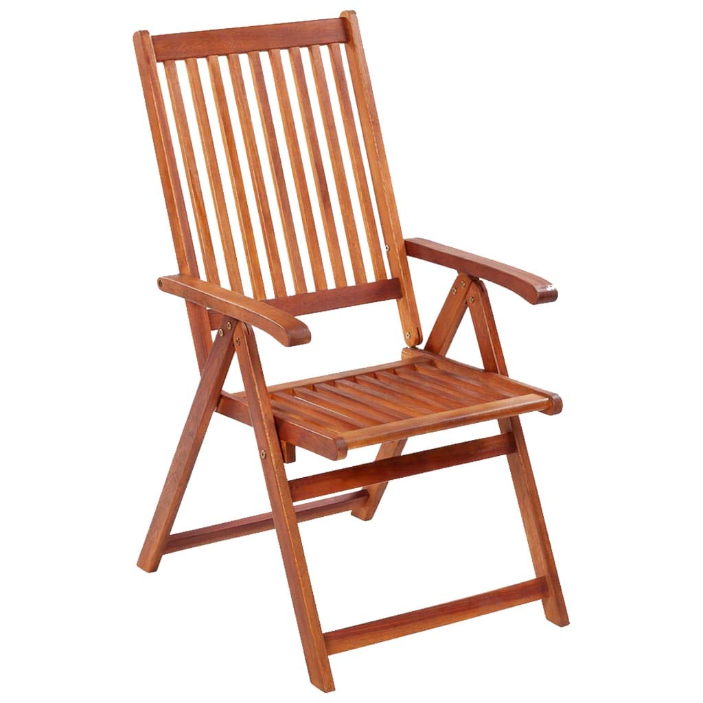 vidaXL - Patio Folding Chairs 6 Pcs - Camping Garden Lawn Chair - Solid Acacia Wood - Adjustable and Foldable - Brown Retro Style - 22.4" x 27.2" x 43.7"