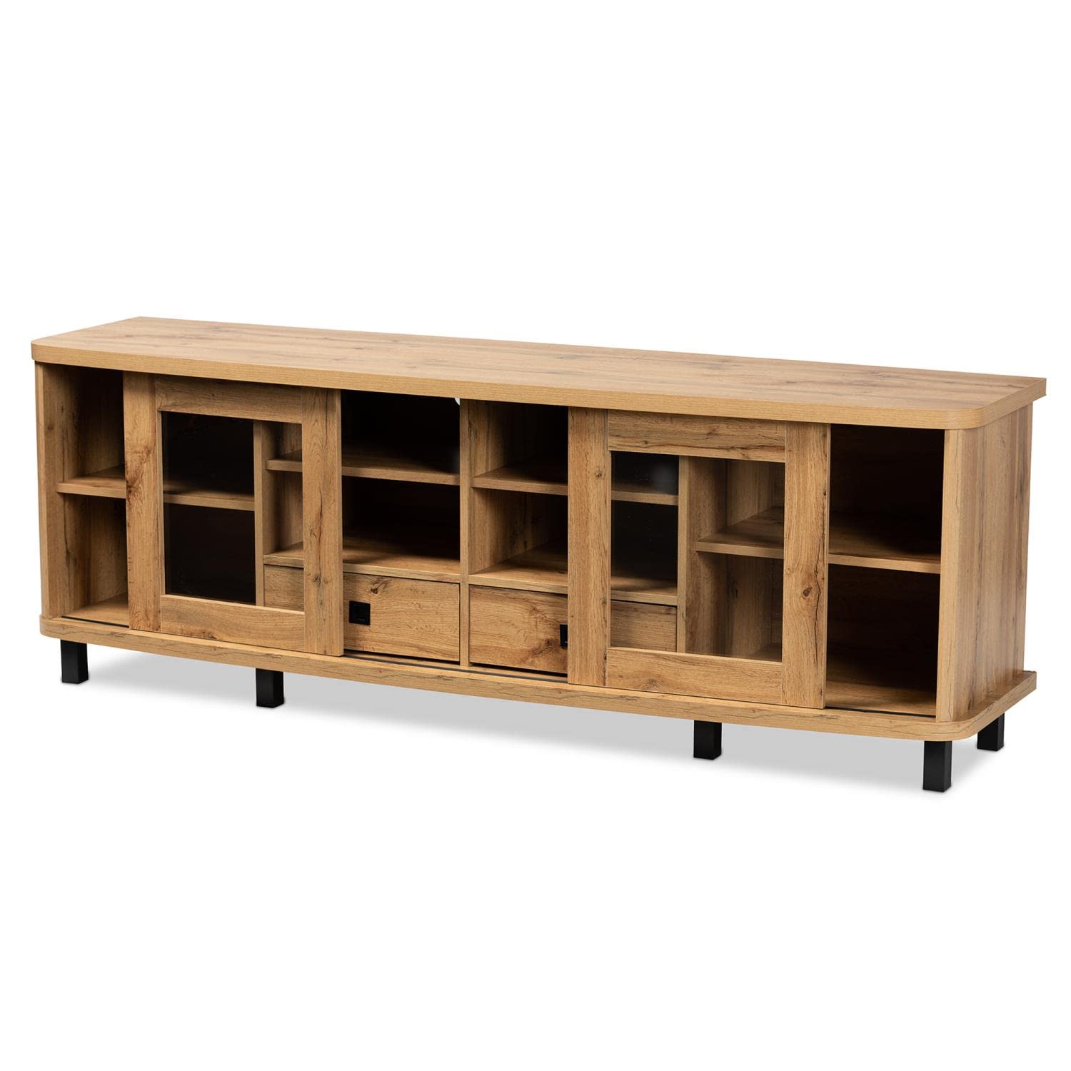 Baxton Studio Walda Modern and Contemporary Oak Brown Finished Wood 2-Drawer TV Stand