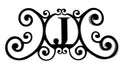 Bookishbunny Monogram Initial Letter A-Z Wrought Iron Metal Scrolled Door Wall Decoration Plaque Art, 24 x 11 inch 2mm Thick (J)