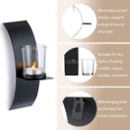 Sziqiqi Wall Candle Sconces For Wall Decorations, Black Metallic Wall Mounted Candle Sconces For Room, Hallway, Entryway, Bathro