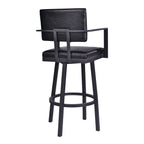 HomeRoots Vintage Black Faux Leather 26' Vintage Black on Black Faux Leather Rectangular Swivel Barstool