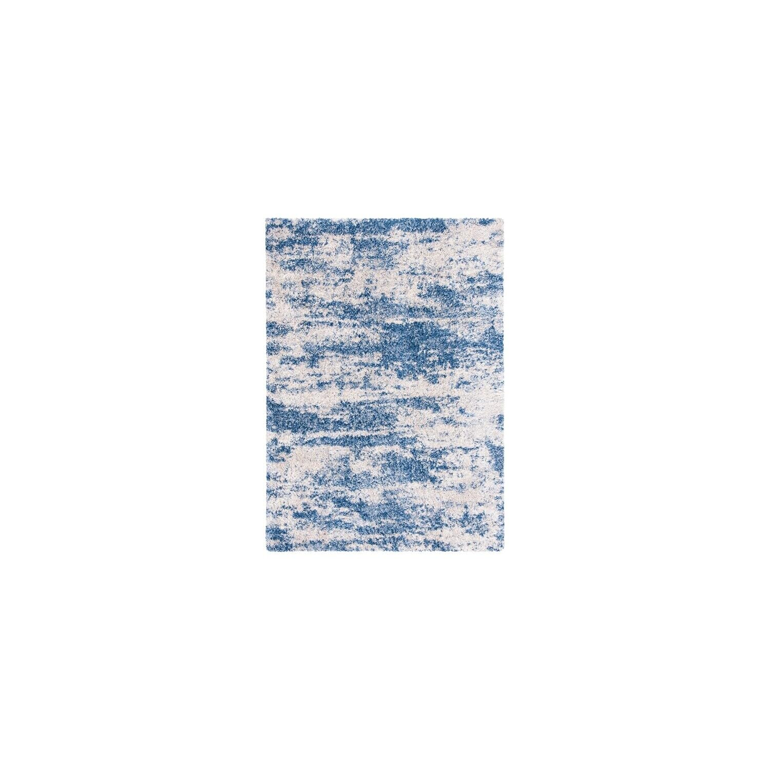 SAFAVIEH Berber Shag Collection 5'3'' x 7'6'' Beige/Blue BER219B Modern Abstract Non-Shedding 1.2-inch Thick Living Room Dining 