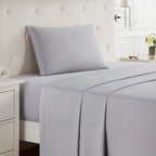 Extra Deep Pocket Fitted Sheet - Set Of 3 Extra Deep Pocket Bed Sheet Set - Deep Pocket Fitted Sheet - Super And Ultra Deep Fitted Sheet - Twin Size Deep Bed Sheet - 75 X 39 Inch - Light Gray Lavender