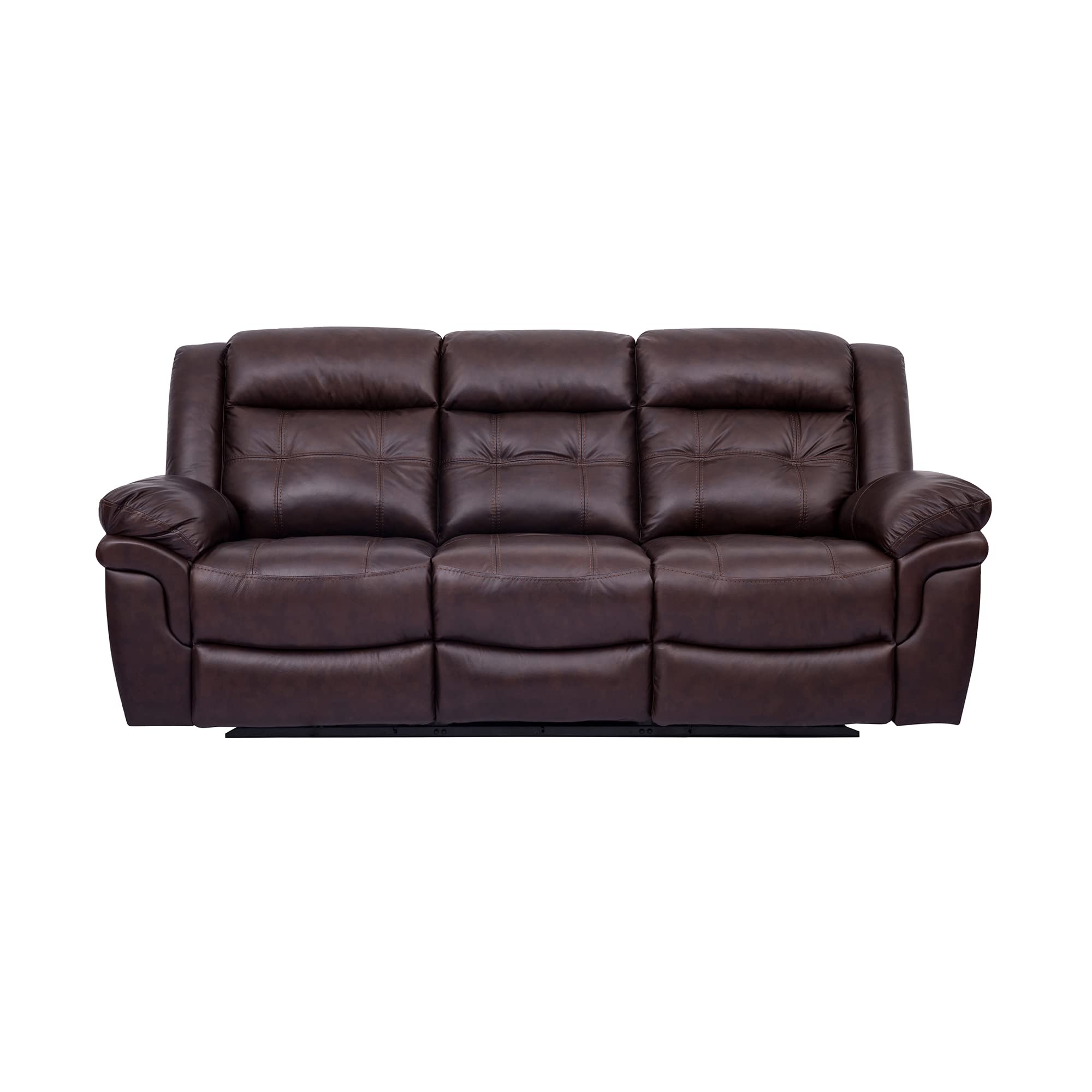 Armen Living Marcel Modern Manual Reclining Sofa, Dark Brown Leather