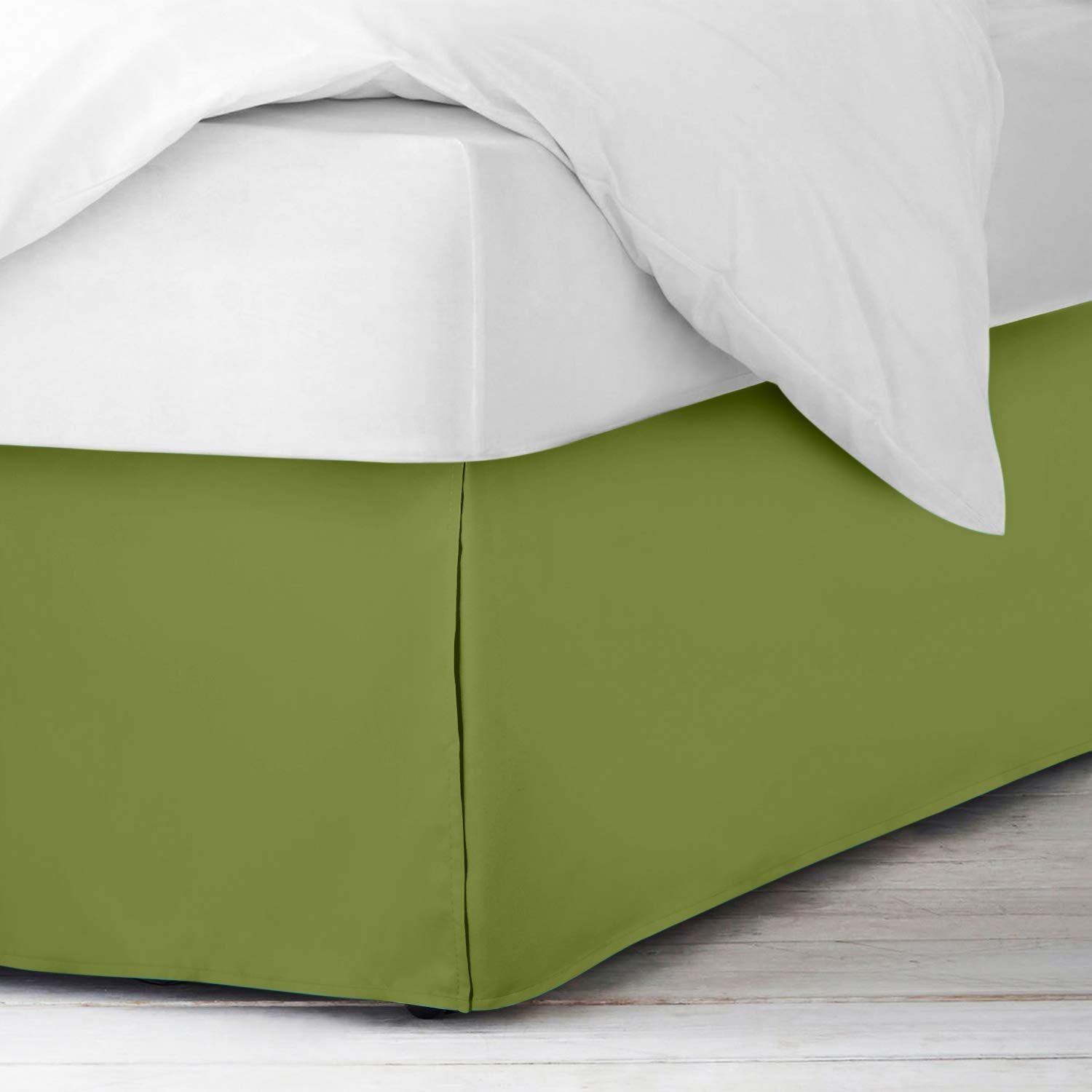 Nestl Calla Green Bed Skirt Cal King Size - Cal King Bed Skirt 14 Inch Drop - Brushed Microfiber Bed Skirts - Hotel Quality Pleated Bed Skirt - Shrinkage & Fade Resistant