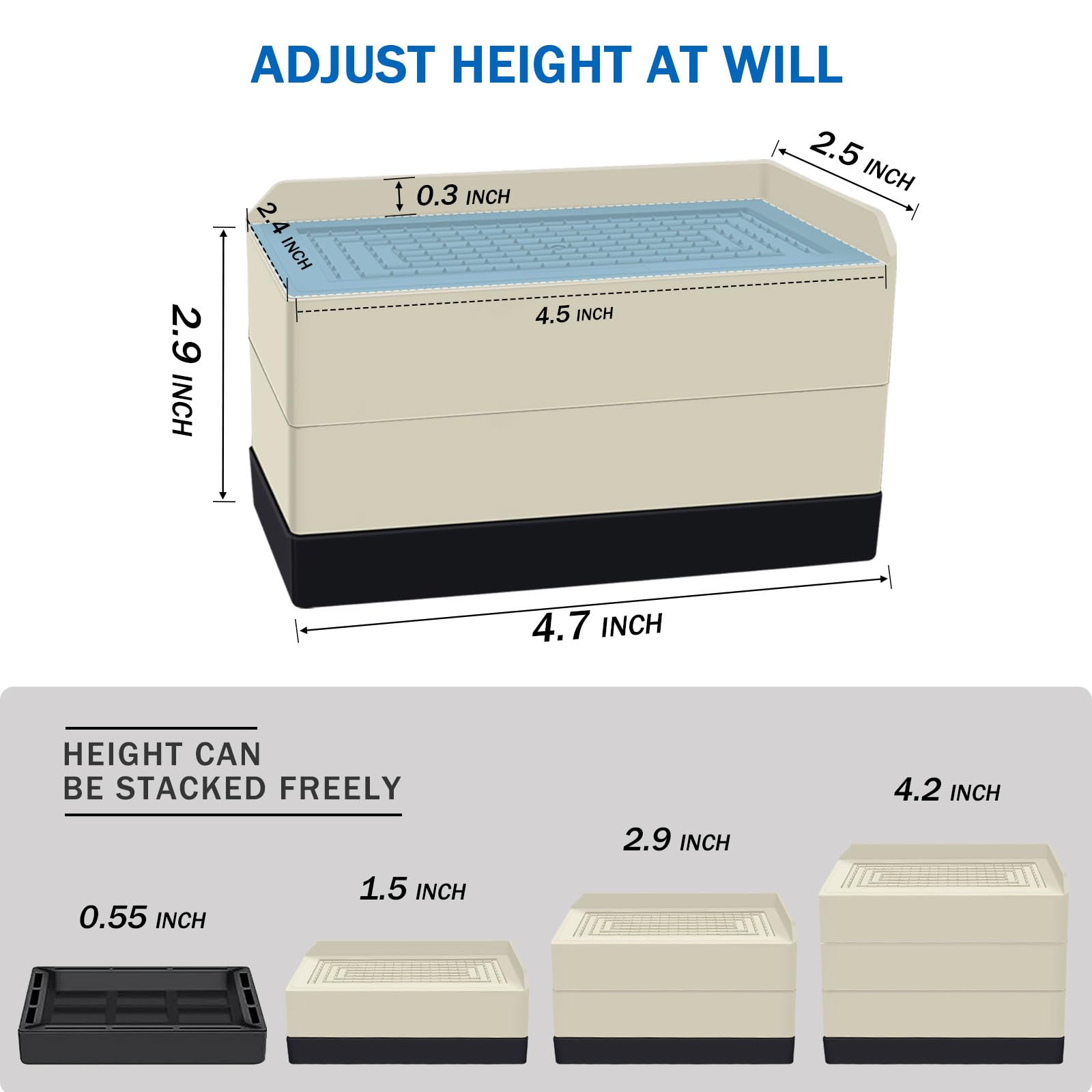 Annkut Furniture Risers 3 Inch, Rectangle Adjustable Risers Blocks For Bed Sofa Table And Couch Lift To1.5 Or 3 Inch,Heavy Duty