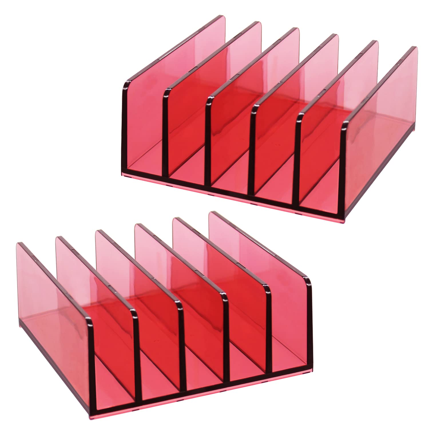 Halyuhn 5 Slots Makeup Organizer For Desk, 2Pack Acrylic Mail Organizer Countertop For Sorting Mail, Business Card, Cash, Bill M