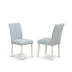 East West Furniture V026Ab015-5 5 Piece Dining Room Table Set Includes A Rectangle Kitchen Table With V-Legs And 4 Baby Blue Linen Fabric Parsons Dining Chairs, 36X60 Inch, Multi-Color