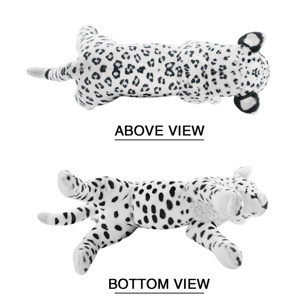 Gisqis Snow Leopard Stuffed Animals, 24' Stuffed Snow Leopard Plush White Leopard Plush Toys Pillow Soft Realistic Jungle Stuff