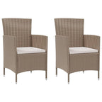 vidaXL Patio Dining Set 3 Piece with Cushions Garden Outdoor Terrace Balcony Dinner Table and Chair Seat Seating Furniture Poly Rattan Beige