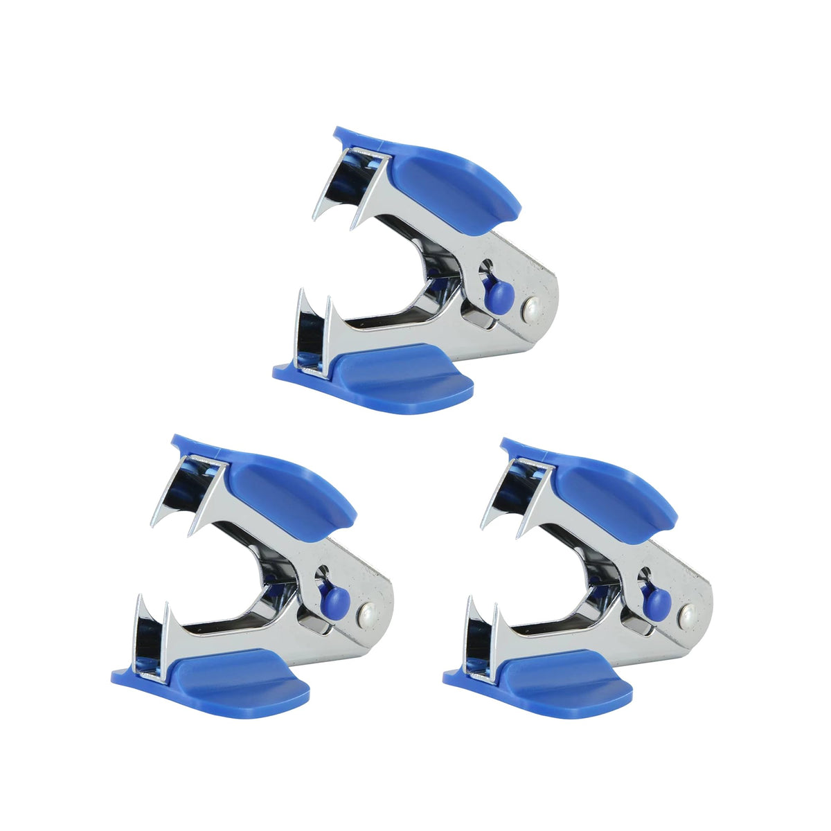3 Pack Staple Puller Remover Tool For School Office Home, Steel Jaws Comfort Grip Removers (Blue)
