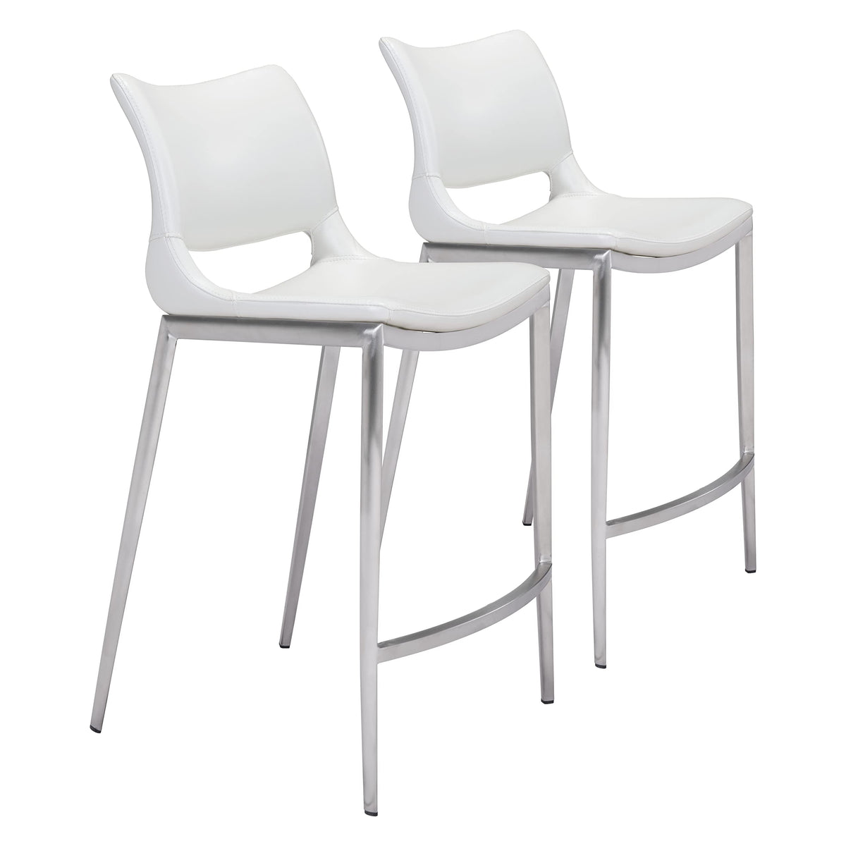 Ace Counter Chair (Set Of 2) White & Silver