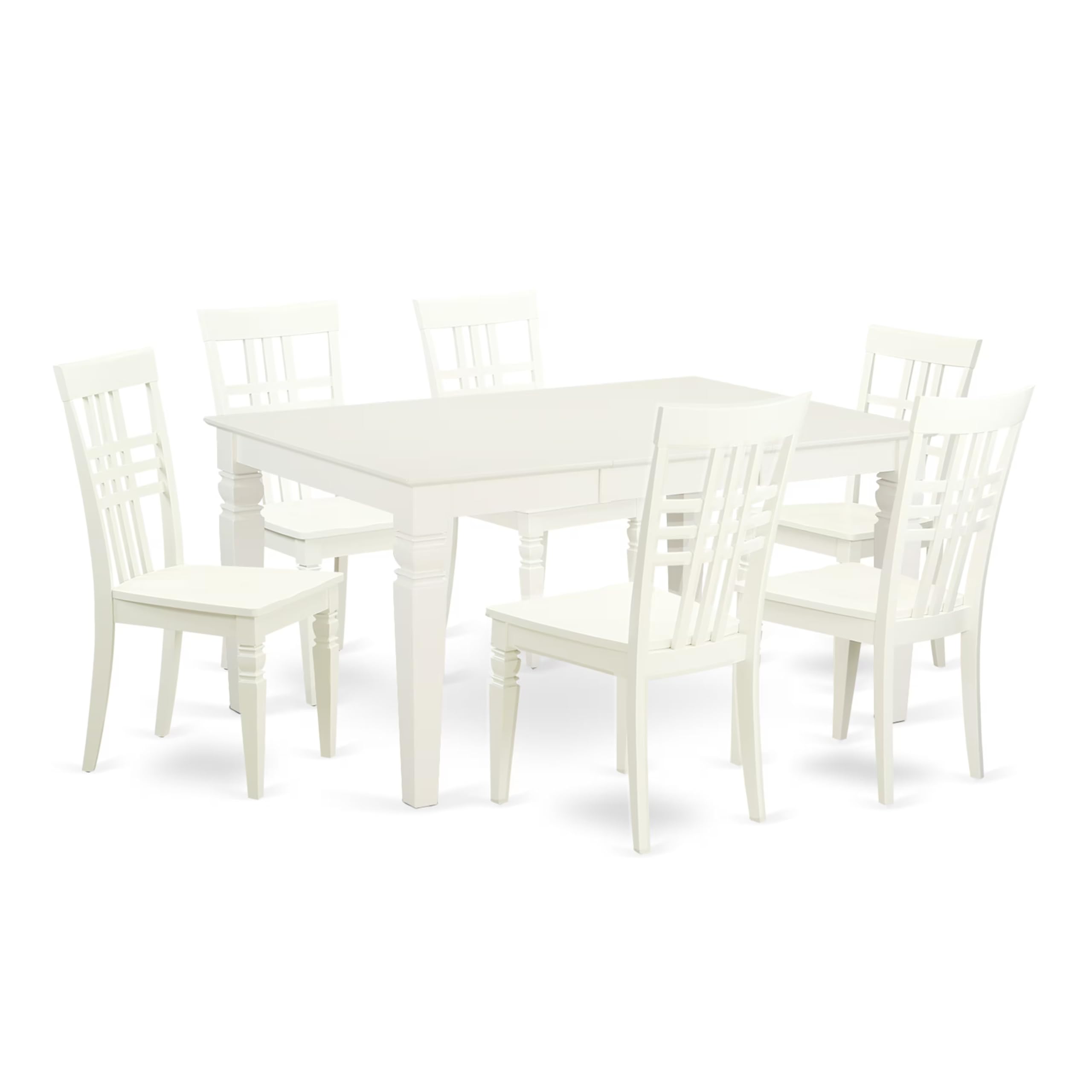 East West Furniture WELG7-LWH-W 7 Piece Kitchen Table & Chairs Set Consist of a Rectangle Dining Table with Butterfly Leaf and 6 Dining Room Chairs, 42x60 Inch, Linen White
