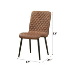 Acme Millerton Leather Dining Side Chair in Chocolate (Set of 2)