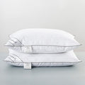 Eastwarmth Goose Feather Down Pillow, 100% Cotton Cover Bed Pillow Set Of 2 Stripe White Queen (Pack Of 2)