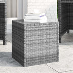 vidaXL Gray Side Table - Versatile Poly Rattan Table for Indoor-Outdoor Use, Weather-Resistant, Tempered Glass Top Side Table, Ideal for Garden, Patio, Deck, Living Room