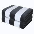 Exclusivo Mezcla 2 Pack Cotton Large 30x60 Inches Cabana Stripe Beach Towels, Super Absorbent Soft Plush Pool Towel, Bath Towel 