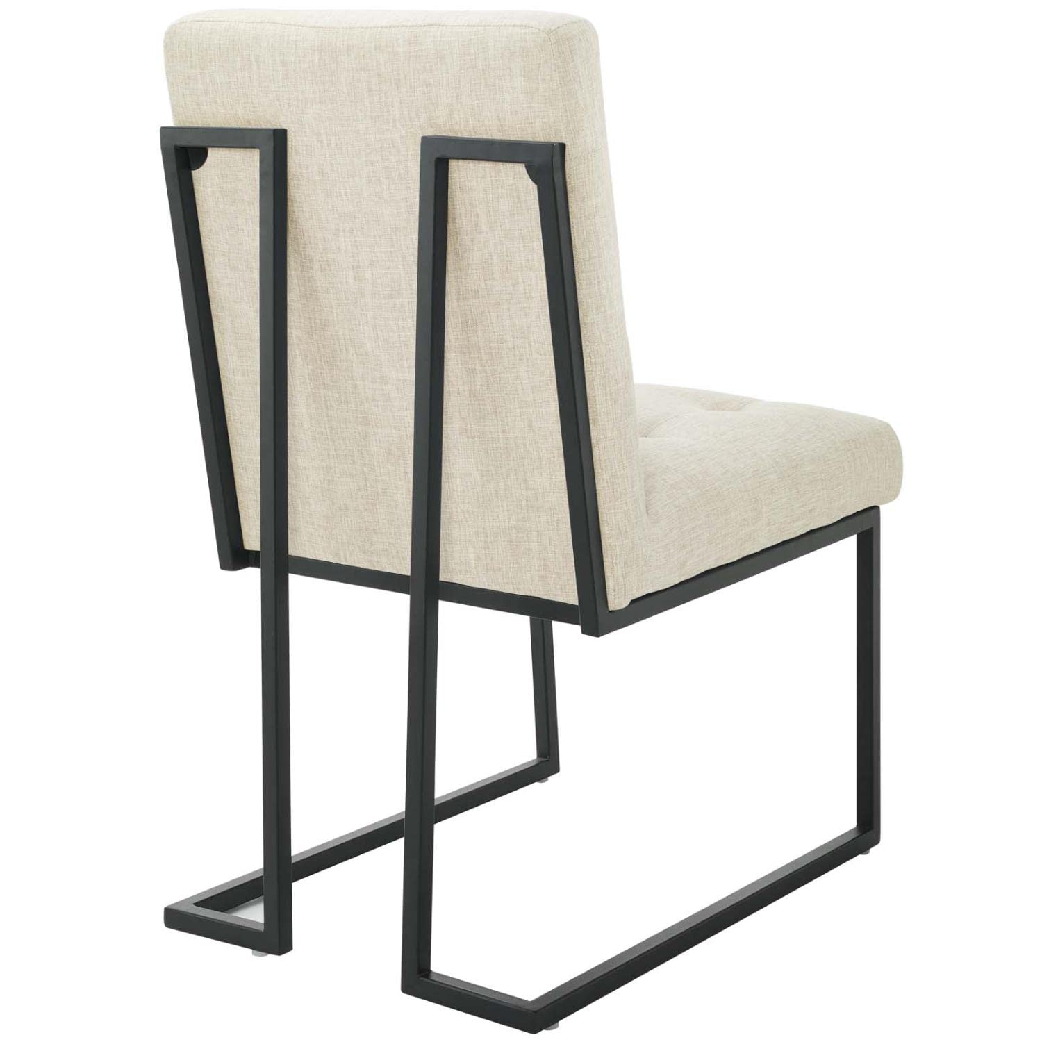 Modway Privy Stainless Steel Upholstered Fabric Dining Chair Set Of 2, Black Beige