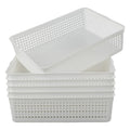 Lesbin Plastic Storage Trays Baskets/Organizing Baskets, 13.2 Inches x 9.6 Inches x 3.6 Inches, Set of 6 (White)