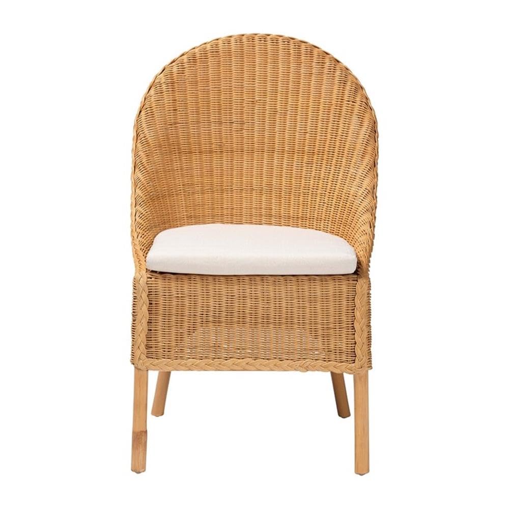 bali & pari Bohemian Light Honey Rattan Dining Chair - Brown, Stylish Accent for Dining Room, Kitchen, or Living Space