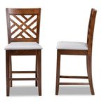 Baxton Studio Caron Contemporary Fabric Cut-Out Back Counter Stool, Grey and Walnut, 2-Pieces/Set (161-2PC-9886-HT)
