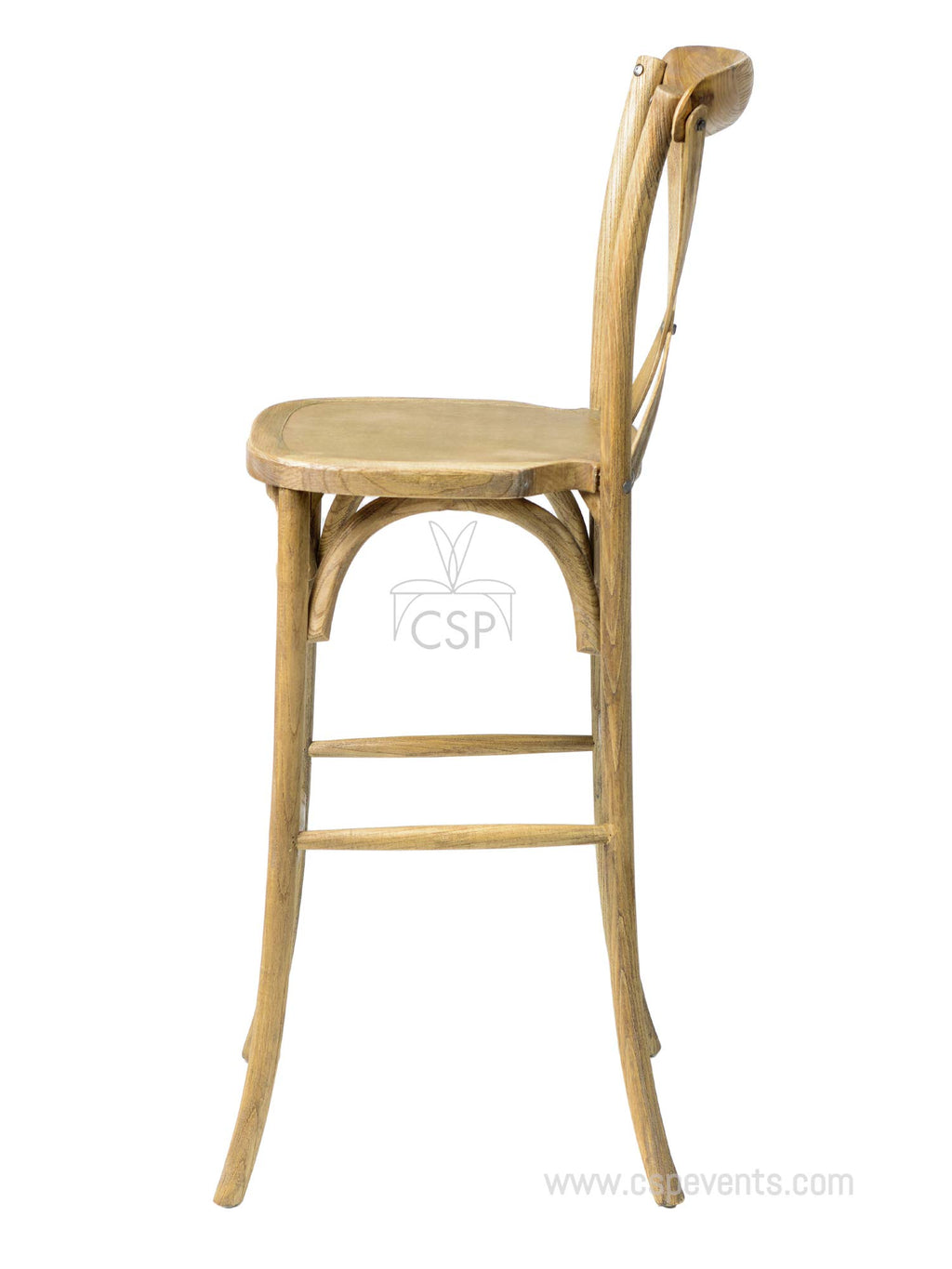 Commercial Seating Products Rustic Tinted Raw Crossback Bar Stool Chairs