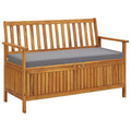 vidaXL Patio Storage Bench 47.2", Solid Acacia Wood, Dark Gray Cushion, Ample Storage Compartment, Rustic Style, Home and Garden Furniture