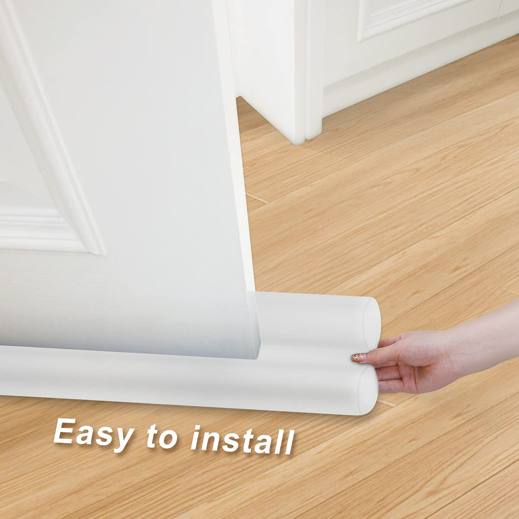 Maxtid Under Door Draft Blocker 36' Door Sealers For Bottom Of Door Seal Strip Block Air Double Door Draft Stopper White Door Sweep Noise Cancelling Weather Seal