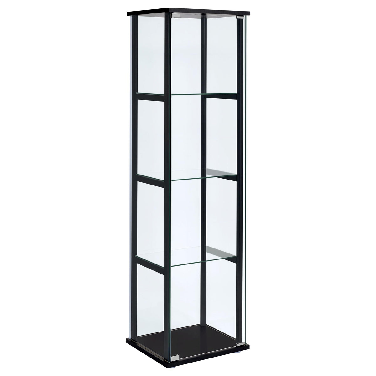 Coaster Home Furnishings Cyclamen 64-Inch 5-Tier Clear Tempered Glass Curio Cabinet Display Case With Shelving Black 950171