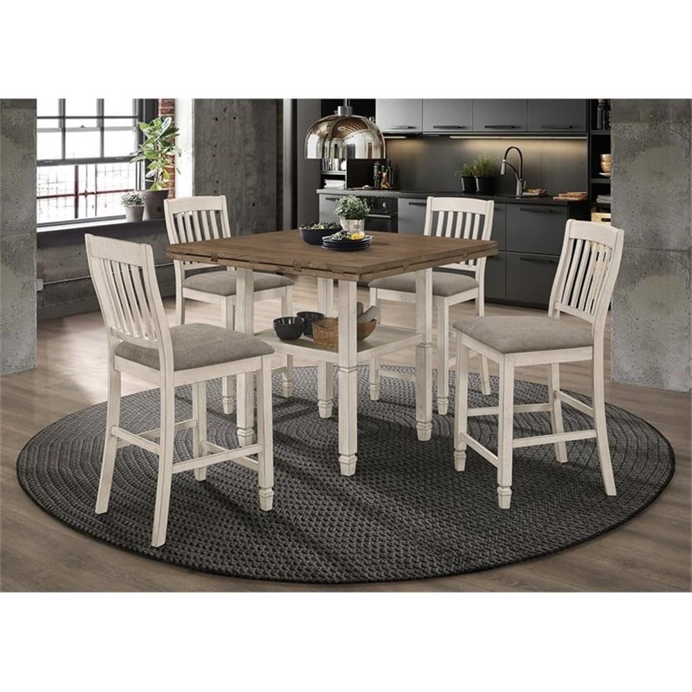 Coaster Furniture Sarasota 5-Piece Round Dining Nutmeg Counter Height Set Table Rustic Cream and Fossil 192818-S5