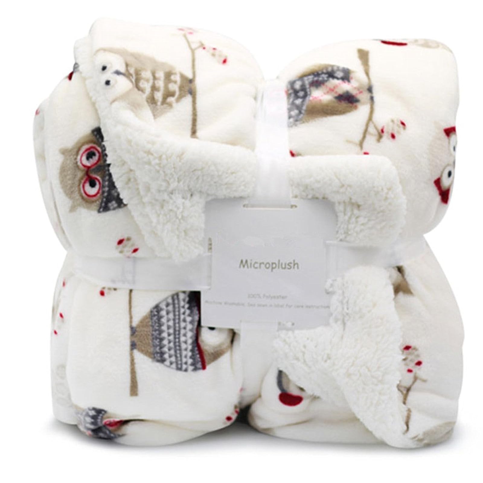 Ukeler Owl Sherpa Fleece Blanket Queen Size 80'  90'- Ultra Soft Cozy Flannel Blanket For Bed/Couch/Sofa/Office/Camping, Great