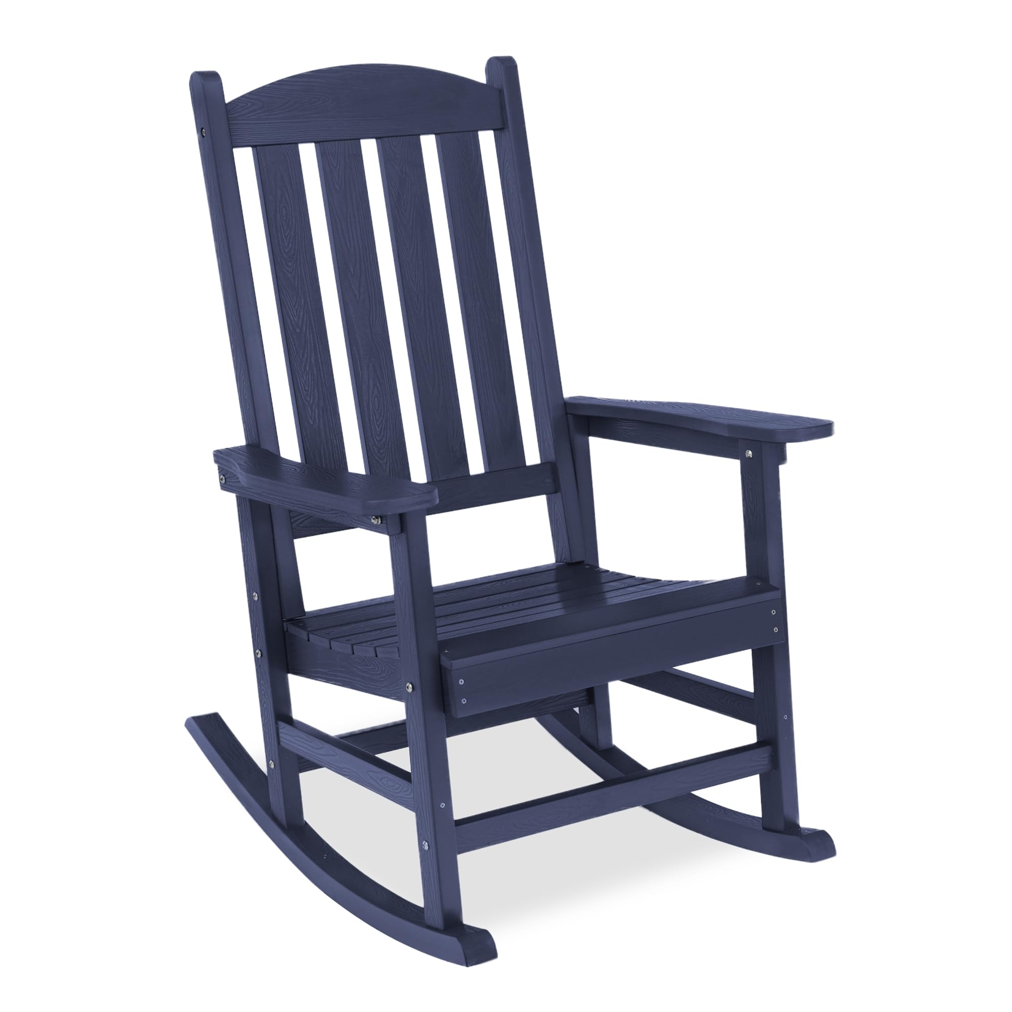 Lue Bona Outdoor Rocking Chair, Hdps Poly Rocking Chair, All Weather Resistant Plastic Outdoor Indoor Porch Rocker, Heavy Duty Rocking Chair For Patio, Lawn, Garden, 300Lbs, Midnight Blue