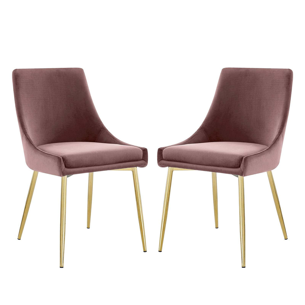 Modway Viscount Performance Velvet Dining Chairs-Set of 2, Dusty Rose