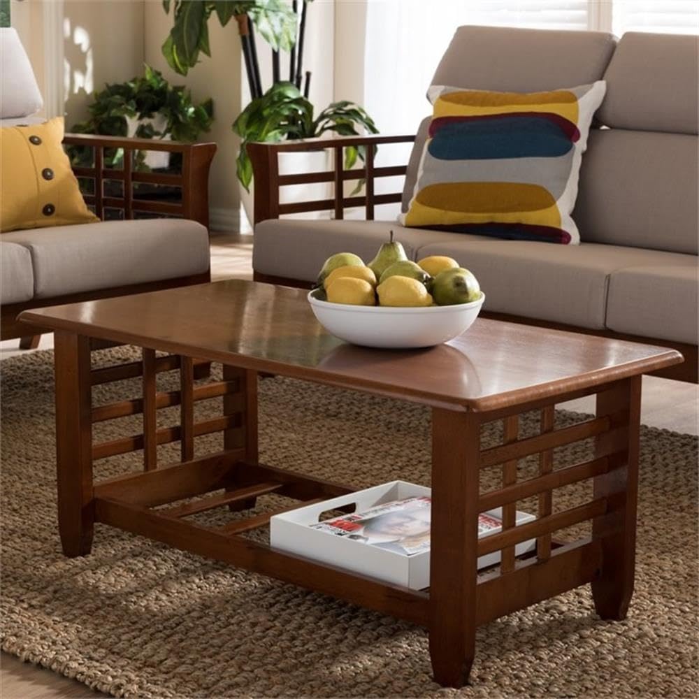 Baxton Studio Larissa Modern Classic Mission Style Living Room Occasional Coffee Table Cherry Brown/Contemporary