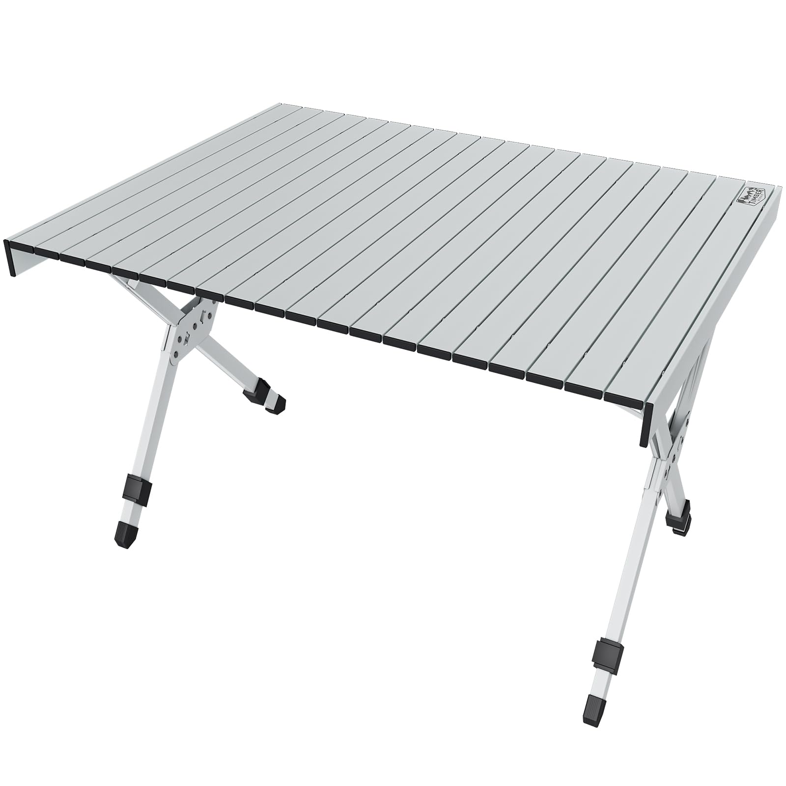 TIMBER RIDGE Folding Camping Table Adjustable Height, 4-6 Person Lightweight Aluminum Roll-up Table for Camping Outdoor Picnic B