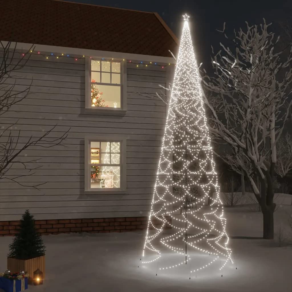 vidaXL Christmas Tree with Spike Cold White 3000 LEDs 315&quot;