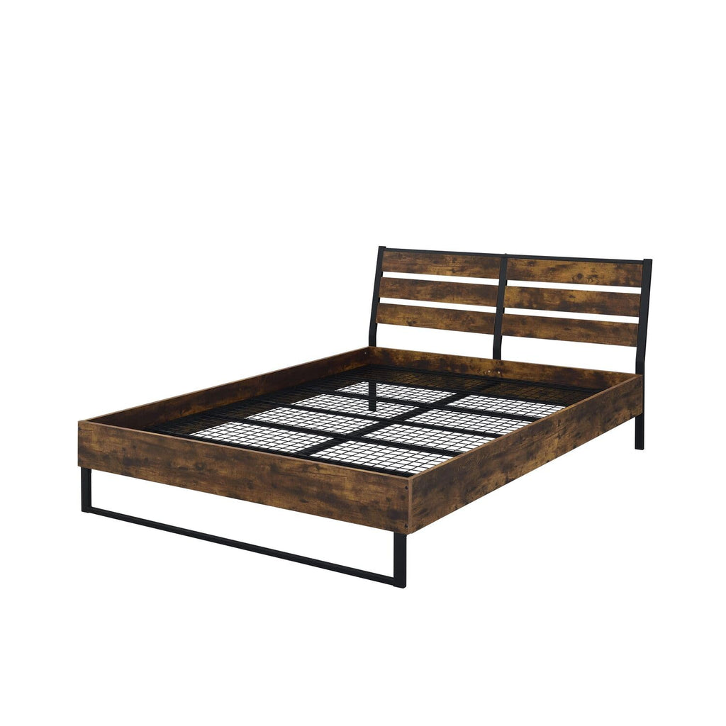 Acme Juvanth Eastern King Wooden Panel Bed in Oak and Black
