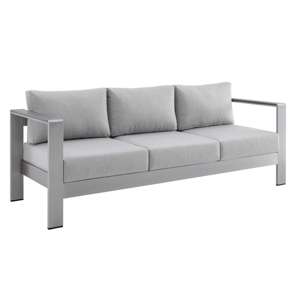 Modway Shore Eei-4228-Slv-Gryshore Sunbrella Patio Sofa In Silver Gray, 27.5 X 76.5 X 24.5