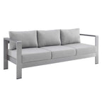 Modway Shore Eei-4228-Slv-Gryshore Sunbrella Patio Sofa In Silver Gray, 27.5 X 76.5 X 24.5
