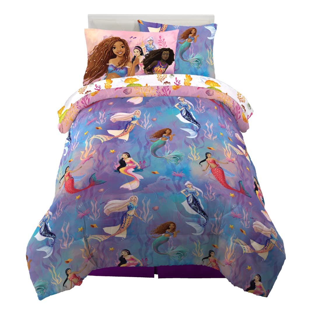 Franco Disney'S The Little Mermaid Ariel Live Action Movie Kids Bedding Super Soft Comforter And Sheet Set With Sham, Twin, (100