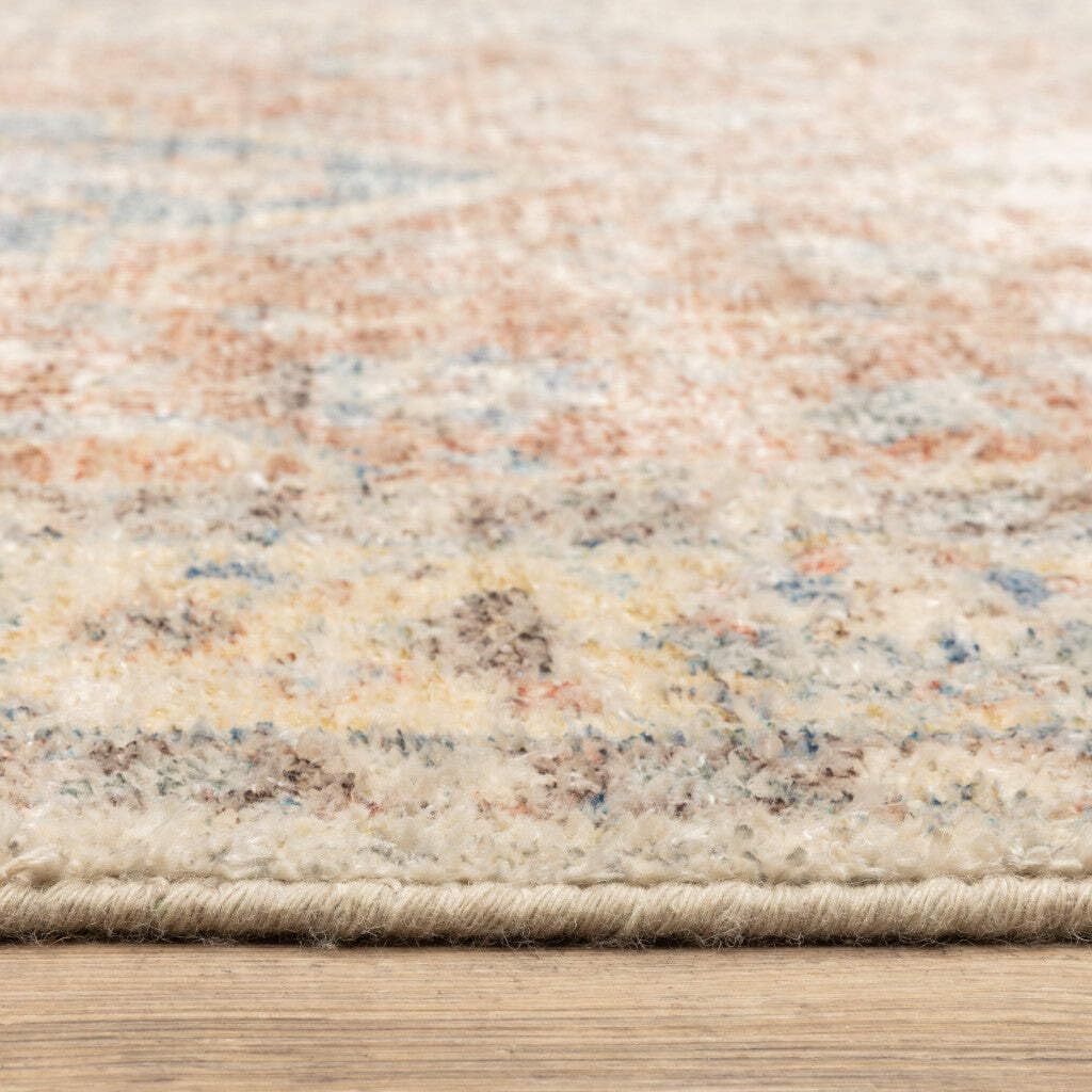 HomeRoots 509461 10 x 13 ft. Orange & Blue Oriental Hand Loomed Stain Resistant Rectangle Area Rug with Fringe