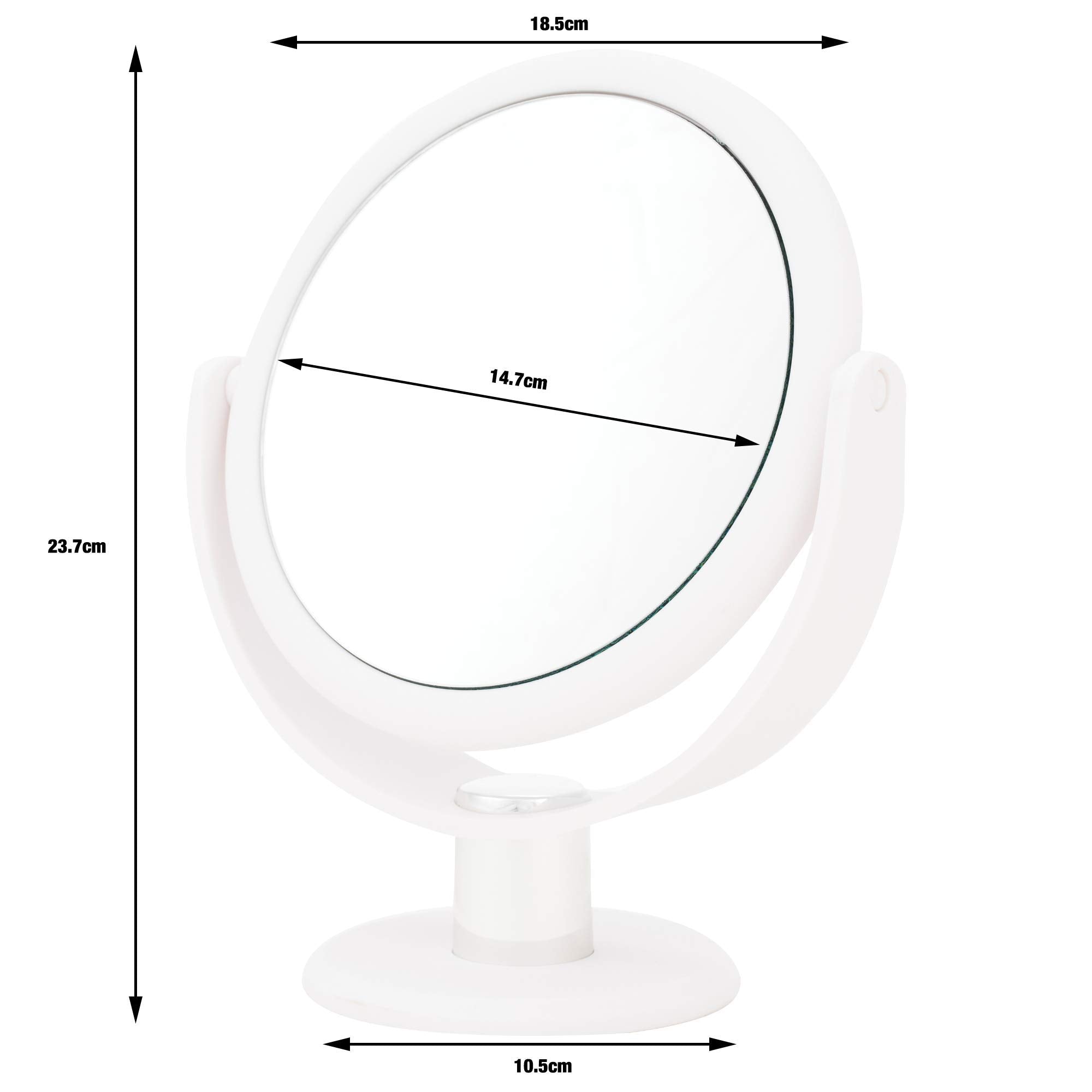 Danielle Creations 6.75-Inch Portable Two-Sided Vanity Round Vanity Makeup Mirror, No-Slip Soft Touch With 360 Rotation, 10X Mag