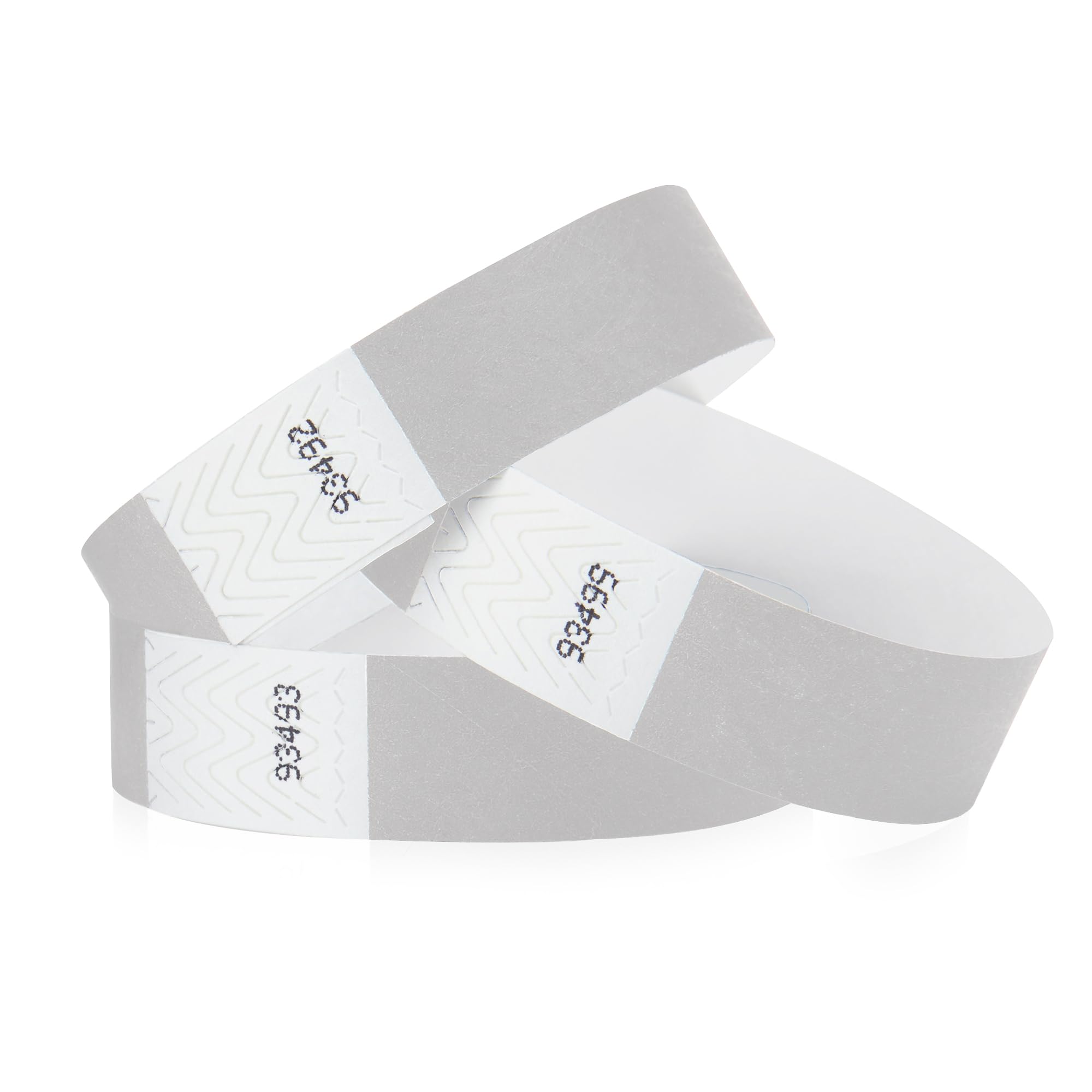 Wristco Silver Tyvek Wristbands For Events - 100 Count - Security Cuts & Tamper-Proof Design To Prevent Reuse - Premium-Grade Br