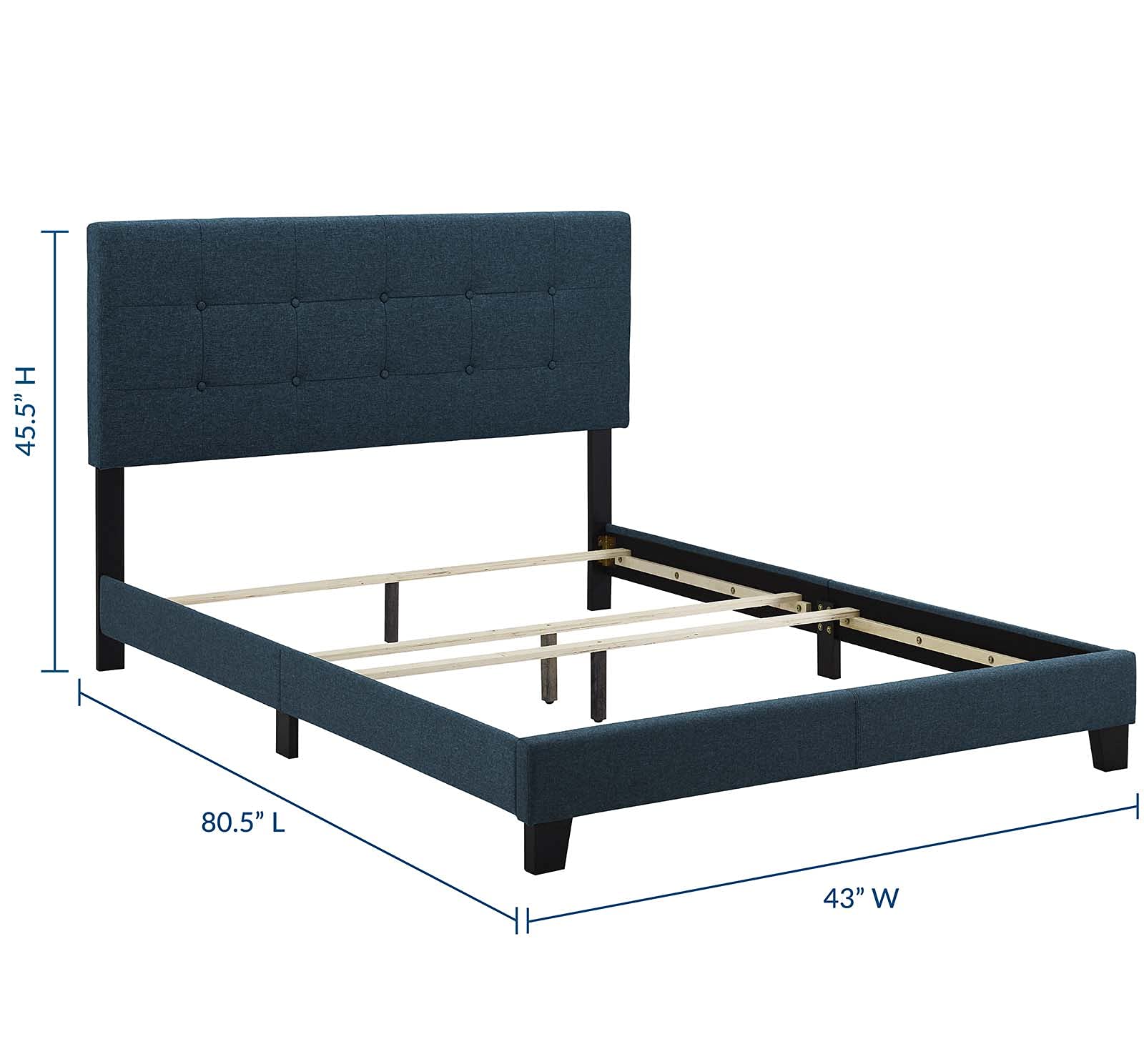 Modway Amira Tufted Fabric Upholstered Twin Bed Frame With Headboard In Azure